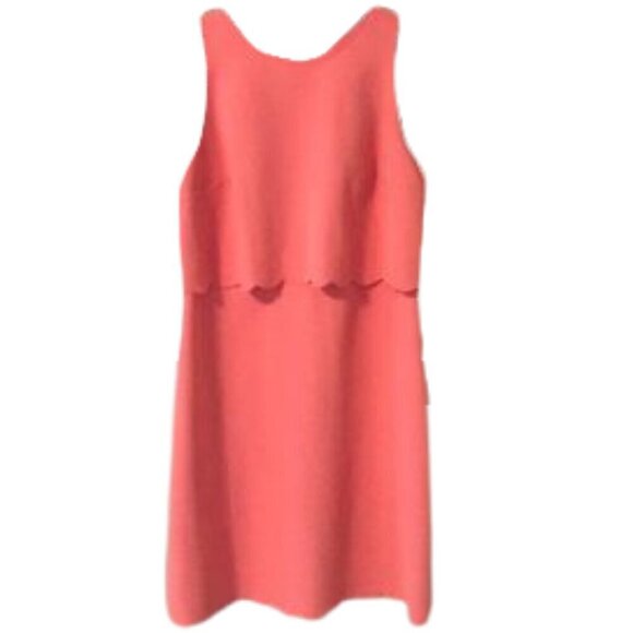 LOFT Dress Size 10 salmon scallop trim bodice sleeveless shift NWT - Picture 3 of 7